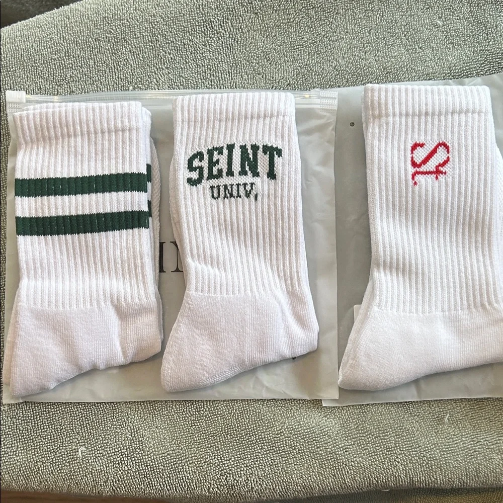 Seint Athletic Crew Socks Set of 3 Unisex New Performance Sport Socks